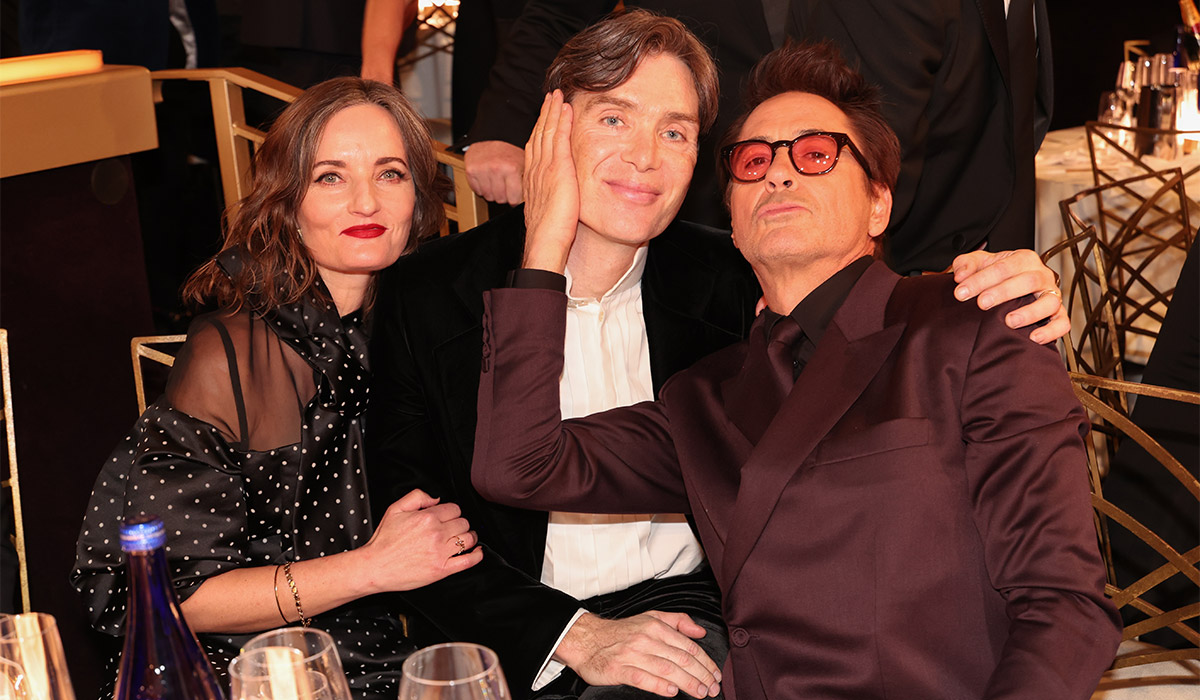 Yvonne McGuinness, Cillian Murphy and Robert Downey Jr. Pic: Christopher Polk/Golden Globes 2024/Golden Globes 2024 via Getty Images