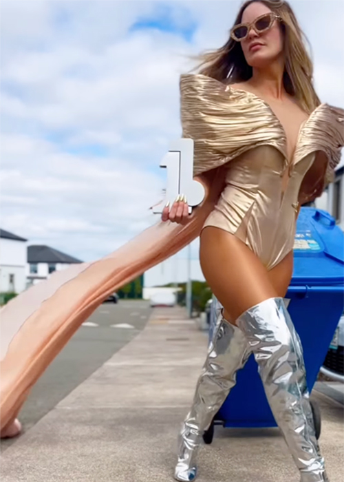 Lyra taking the bins out with her number one. Pic: Lyra / Instagram