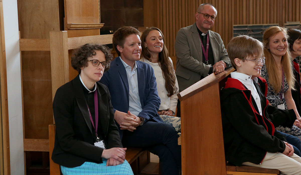 The Duke of Westminster and Miss Olivia Henson at Chester Cathedral to visit the Small Sounds programme, arranged by the Cathedral Music Trust. Pic: Pic: Victoria Tetley/Grosvenor 2024