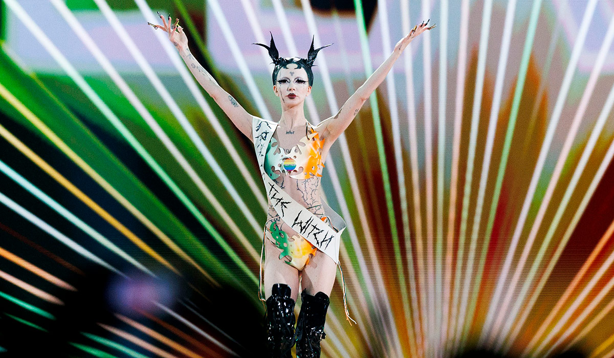 Repro Free: 10/05/2024 Bambi Thug pictured during the rehersal of the Eurovision Song Contest Final in Malmo Arena, Malmo, Sweden. Picture Andres Poveda