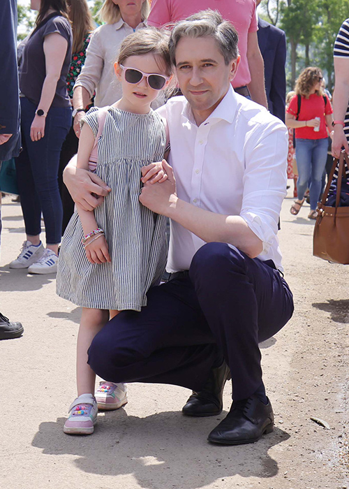 Taoiseach Simon Harris with his daughter Saoirse during a visit to Bord Bia Bloom in the Phoenix Park. Pic: Chris Bellew/Fennell Photography