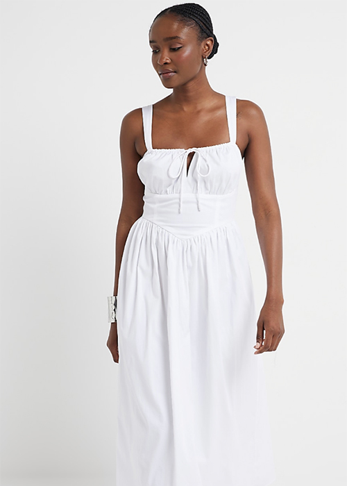 White midi dress, €64. Pic: River Island