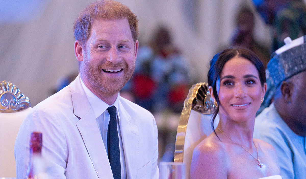 Mandatory Credit: Photo by REX/Shutterstock (14482526cv) Prince Harry and Meghan Duchess of Sussex attend a lunch reception hosted by Nigerian chief of defence staff Christopher Musa in Abuja. Prince Harry and Meghan Duchess of Sussex visit Nigeria - 11 May 2024