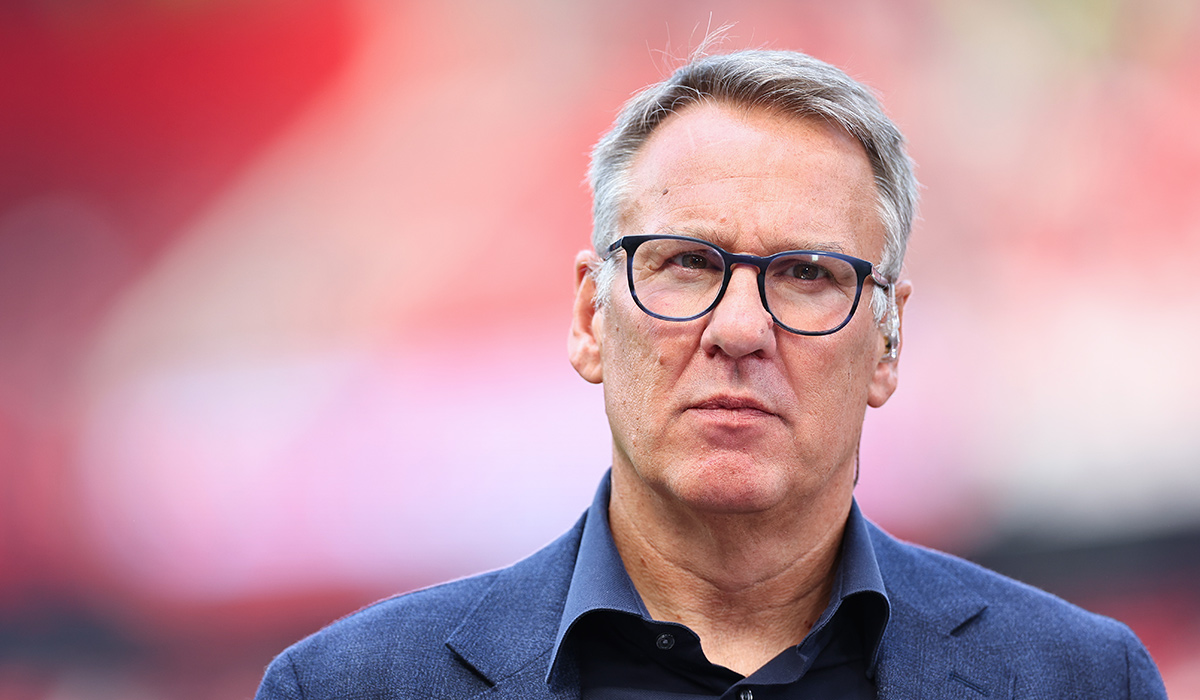 MANCHESTER, ENGLAND - MAY 12: Paul Merson working as a pundit for Sky Sports ahead of the Premier League match between Manchester United and Arsenal FC at Old Trafford on May 12, 2024 in Manchester, England.(Photo by Robbie Jay Barratt - AMA/Getty Images)