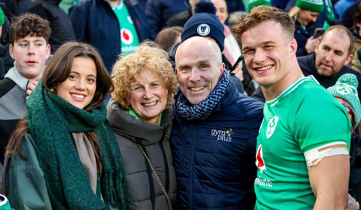 Josh van der Flier with his wife Sophie and parents. Pic: John Dickson/Sportsfile