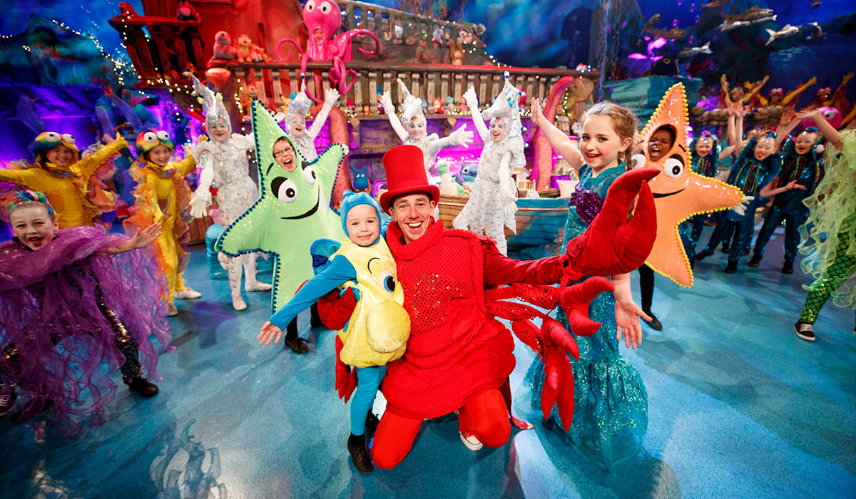 Ryan Tubridy dressed as Sebastian from the The Little Mermaid for the opening performance of the RTE The Late Late Toy Show 2017. Pic: Andres Poveda