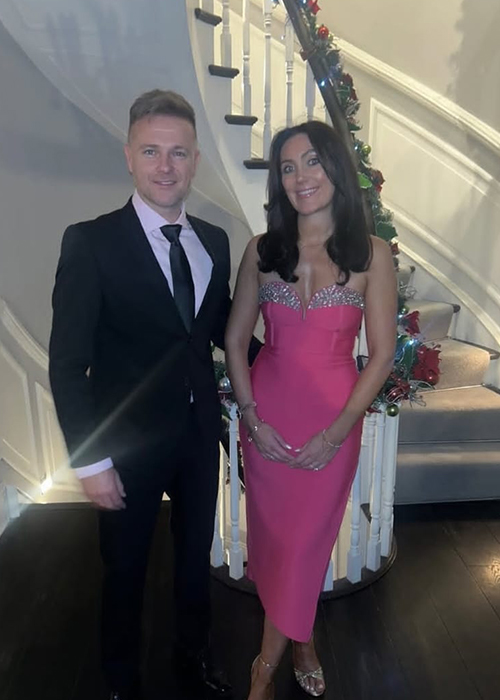 Georgina  Ahern pink dress 