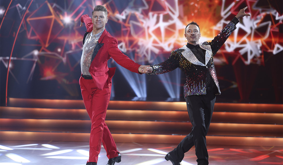 Comedian Gearoid Farrelly with his Pro Dance Partner Stephen Vincent during Dancing with the Stars. Pic: Kyran O’Brien/kobpix