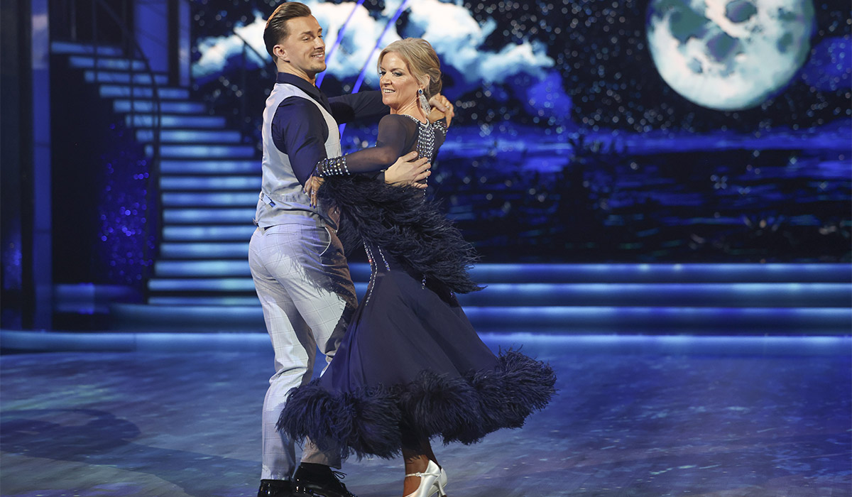Meteorologist and Author Joanna Donnelly with her Pro Dance Partner Maciej Zieba during Dancing with the Stars. Pic: Kyran O’Brien/kobpix