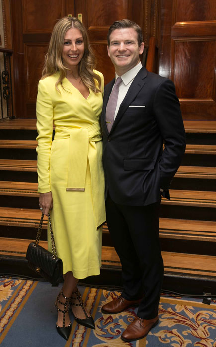 Rugby Player Gordon D'Arcy & Model Aoife Cogan during the Ireland Funds Annual Fundraiser where former Irish Rugby International was honoured at the Shelbourne Hotel, Dublin. Pic: Collins