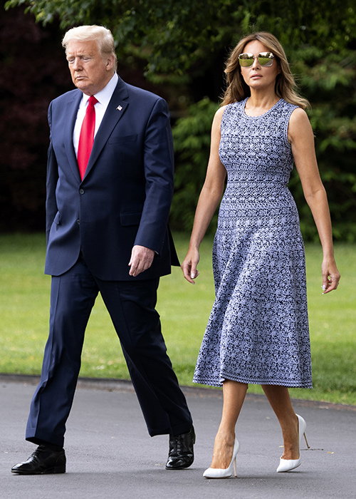 President Donald Trump and First Lady Melania Trump depart the White House in Washington, DC. Pic: REX