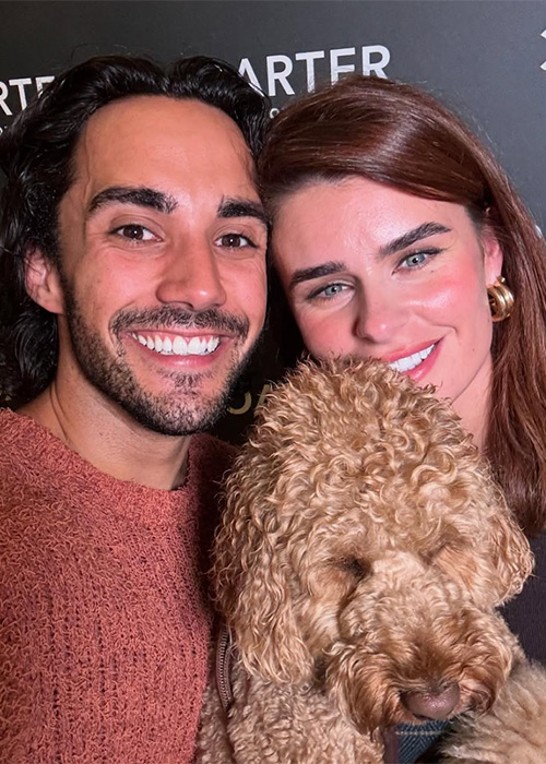 Jake Carter and Karen Byrne with their dog Lenny