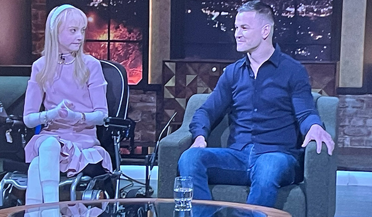 Claudia Scanlon with Ryan Tubridy and Johnny Sexton on the Late Late Show. Pic: Instagram 