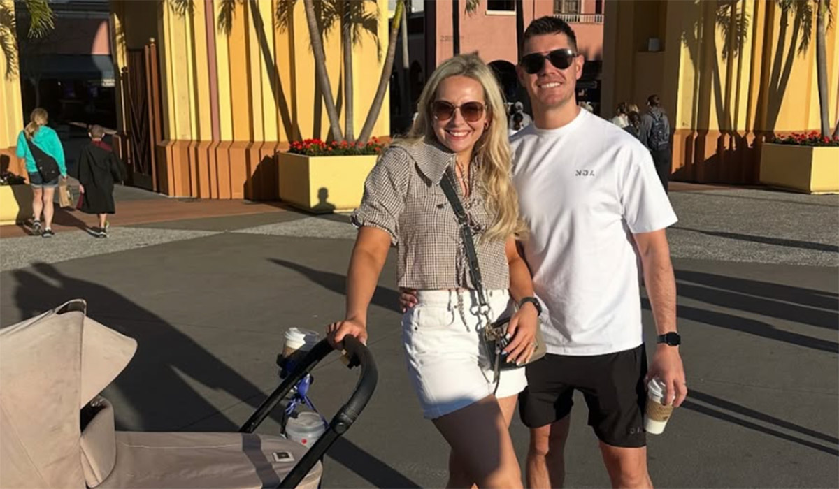 Fair City's Ryan Andrews and wife Michaela visit 'favourite place' with baby