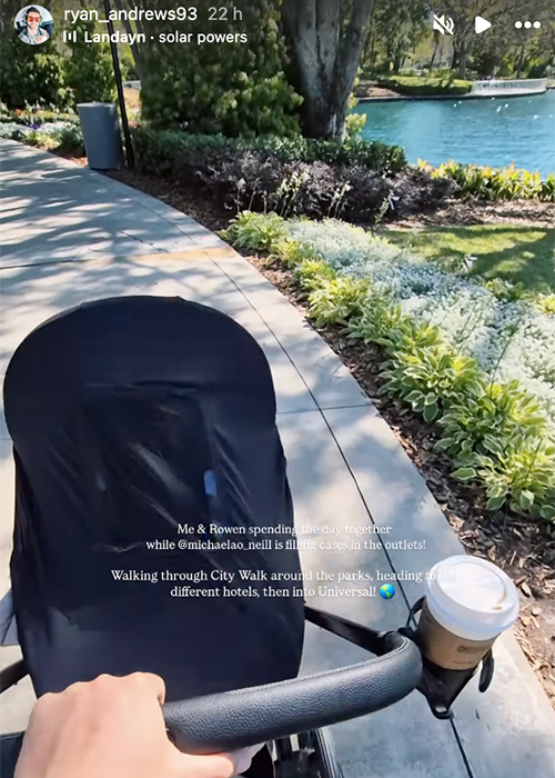 Ryan Andrews and his wife Michaela O'Neill on holiday in their 'favourite place' with son Rowen. Pic: Ryan Andrews / Instagram