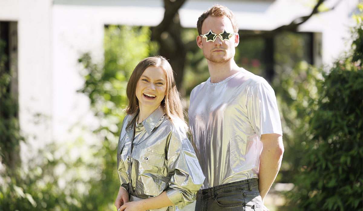 Ireland's Eurovision entry Emmy is pictured with her brother Erlend meeting Irish media ahead of her semi-final 2 performance tonight at the Eurovision Song Contest 2025 in Basel, Switzerland. Pic: Andres Poveda
