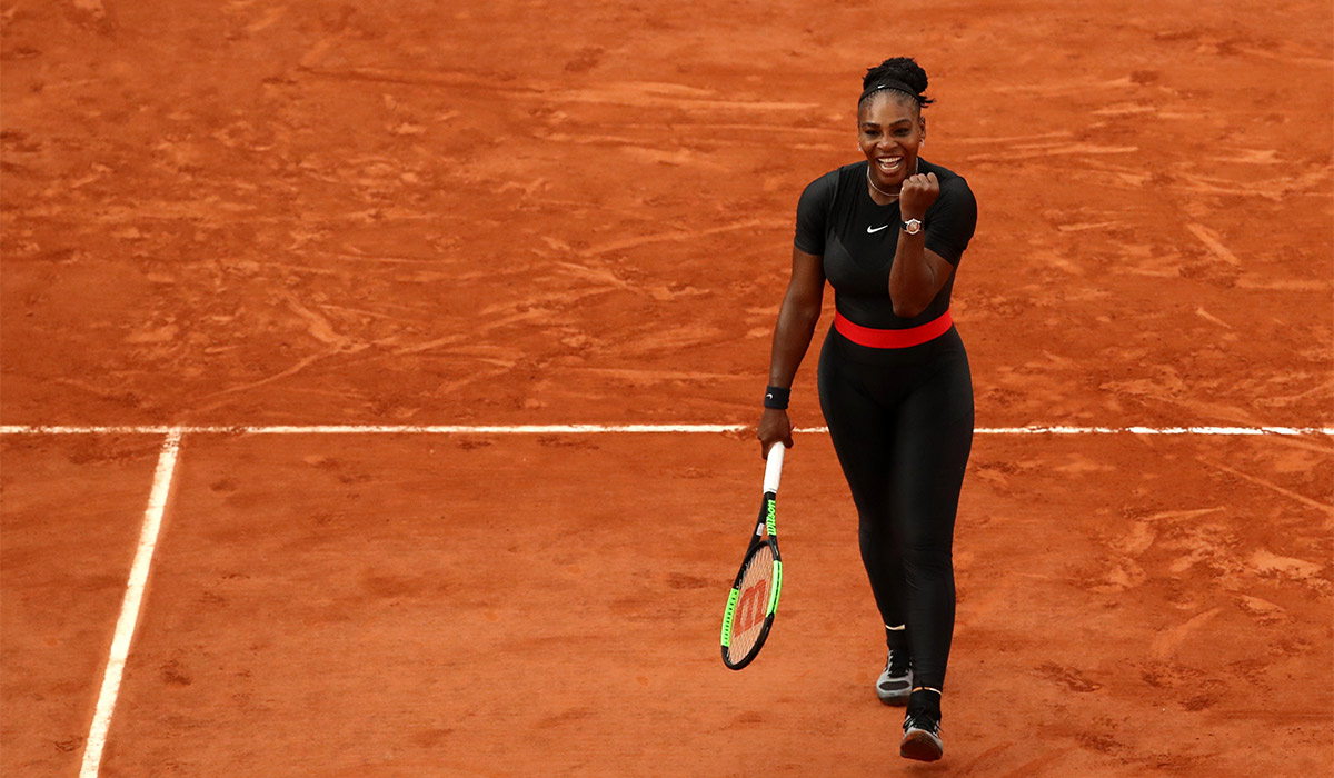 Serena Williams of The United States celebrates victory during the ladies singles third round match against Julia Georges of Germany during day seven of the 2018 French Open at Roland Garros . Pic: Getty Images