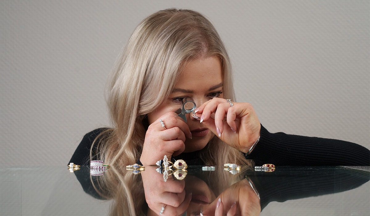 Gemmologist and jewellery expert Dr Rachel Healy at Adamns Blackrock on Kildare street, Dublin. Pic: Fran Veale