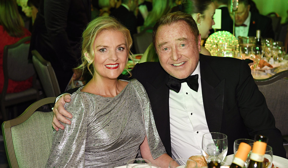 LONDON, ENGLAND - NOVEMBER 07: Niamh O'Brien and Michael Flatley attend The Irish Post Awards 2024 at The Grosvenor House Hotel on November 07, 2024 in London, England. (Photo by Antony Jones/Getty Images for The Irish Post)