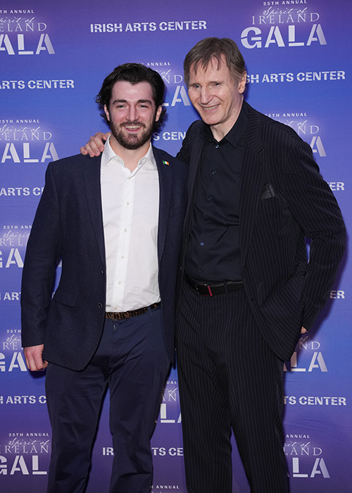 Daniel Neeson and Liam Neeson attend the 2024 Irish Arts Center Gala at Pier 60. Pic: Getty Images