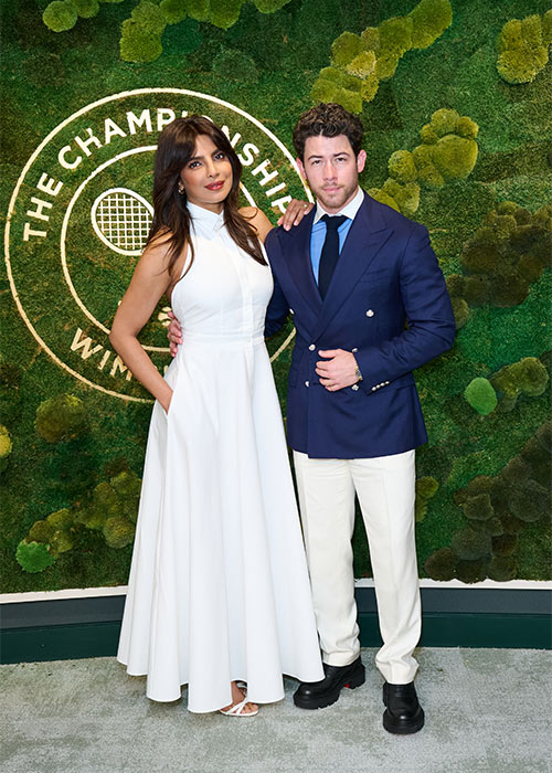 Priyanka Chopra and Nick Jonas in the AELTC's Parkside Suite in No.1 Court at The Championships 2025, Wimbledon. Pic: Getty Images