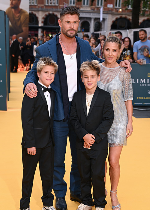 Chris Hemsworth and Elsa Pataky with Tristan Hemsworth (L) and Sasha Hemsworth attend the "Limitless: Live Better Now" UK Premiere at Odeon Luxe Leicester Square. Pic: Getty Images