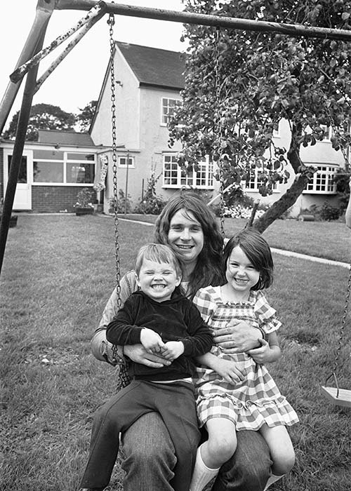 Ozzy Osbourne singer with the Heavy Metal band Black Sabbath seen here at home with his children Jessica and Louis, 19th August 1978. Pic: Getty Images