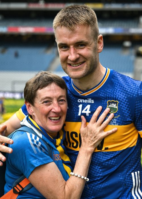 John McGrath posing alongside his mum Mary McGrath Pic: Stephen McCarthy/Sportsfile