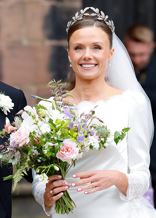 Olivia Grosvenor, Duchess of Westminster departs Chester Cathedral following her and Hugh Grosvenor. Pic: Getty Images
