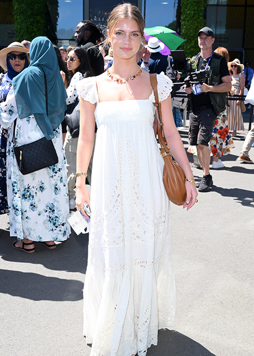 Florence Hunt attends day thirteen of the Wimbledon Tennis Championships. Pic: WireImage