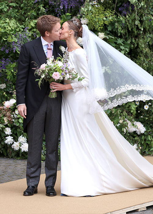Hugh Grosvenor, Duke of Westminster and Olivia Grosvenor, Duchess of Westminster kiss after their wedding ceremony. Pic: Getty Images