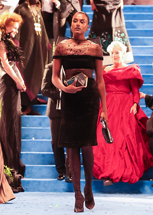NEW YORK, NEW YORK - AUGUST 01: Simone Ashley seen on the set of "Devil Wears Prada II" at the Museum of Natural History on August 01, 2025 in New York City. (Photo by Aeon/GC Images)