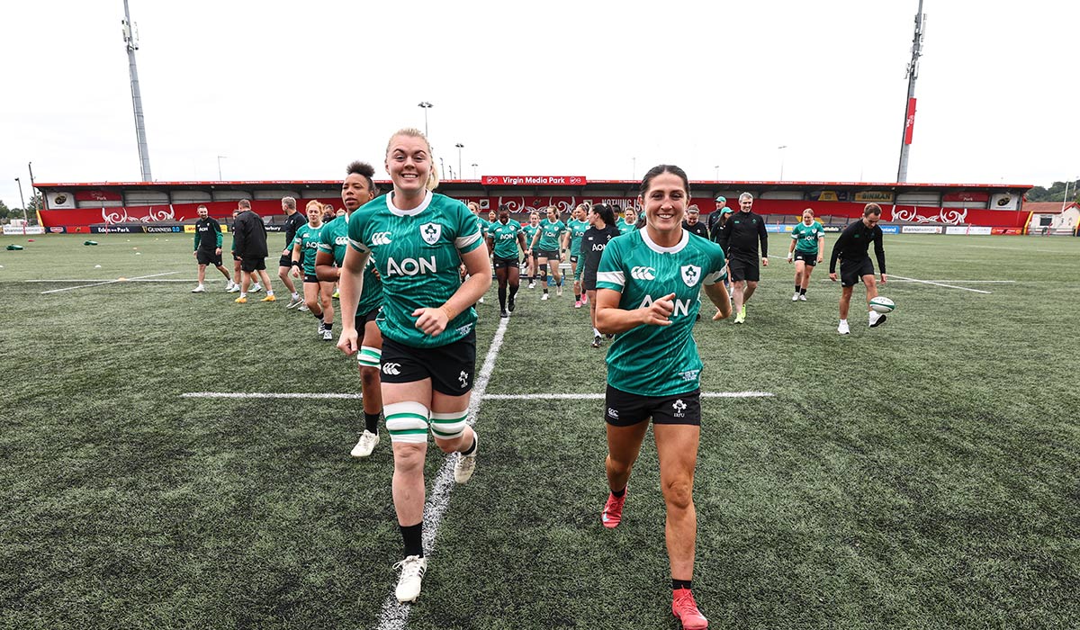 Sam Monaghan with Amee-Leigh Costigan after their team. Pic: INPHO/Ben Brady