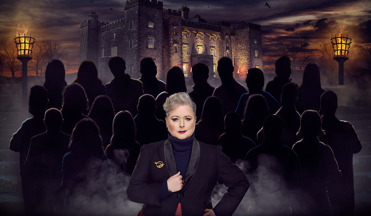 Host of The Traitors Ireland Siobhán McSweeney with the players. Pic: RTÉ