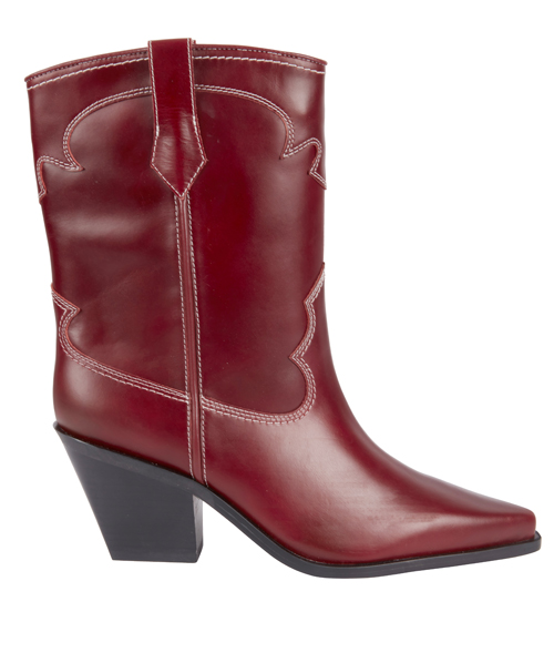 M&S LEATHER WESTERN ANKLE BOOT DARK RED €110. Pic: Marks and Spencer
