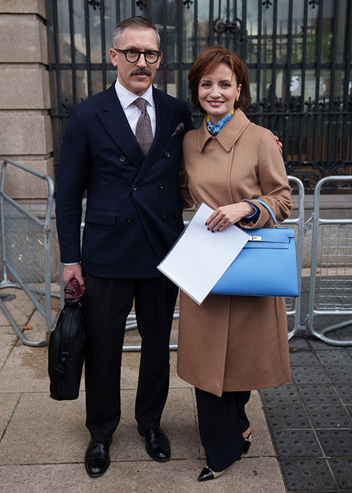 Maria Steen and her husband Neil outside the Dail after she failed to get the 20 nominations required to run for president. Pic: Fran Veale
