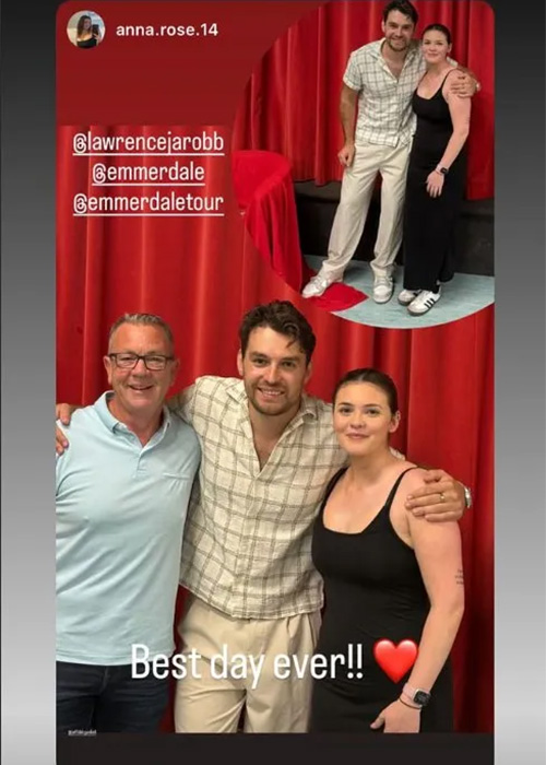 Lawrence was at the Emmerdale Village Tours meeting fans. Pic: Instagram/Emmerdale Village Tour/Anna Rose