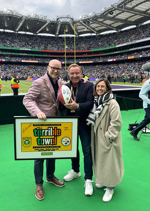 Michael Flatley at the NFL game in Dublin. Pic: Michael Flatley / Instagram