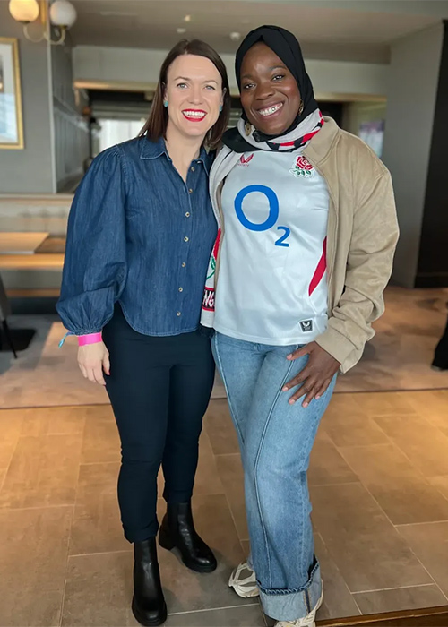 Ireland's Lynne Cantwell and rugby player Zainab Alema at the Women's Rugby World Cup final. Pic: Zainab Alema / Instagram