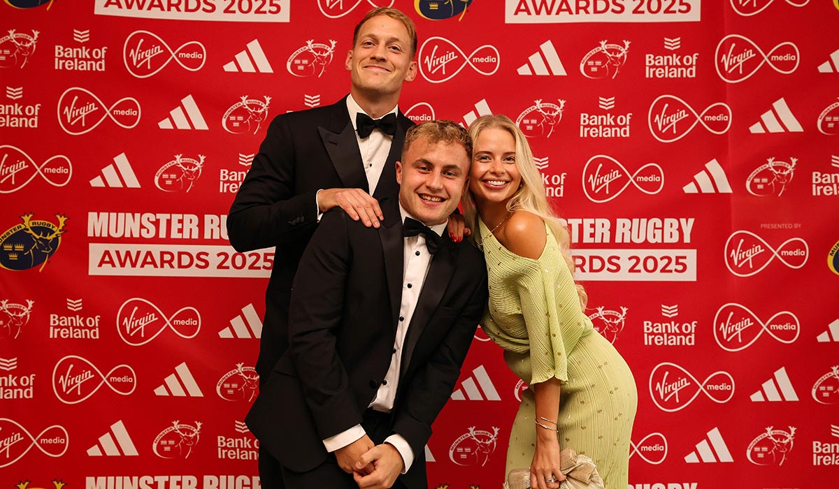 Mike Haley, Craig Casey and Lucy Halstead. Pic: INPHO/Dan Sheridan