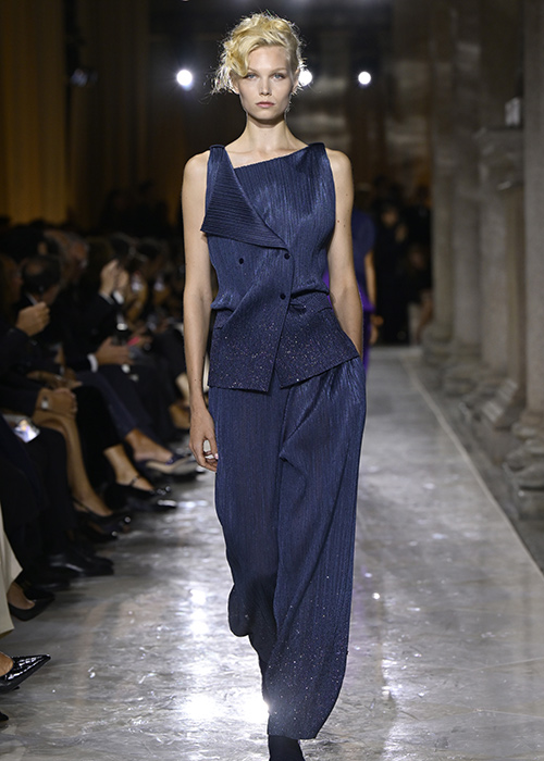 Model on the catwalk at the Giorgio Armani show. Pic: Shutterstock