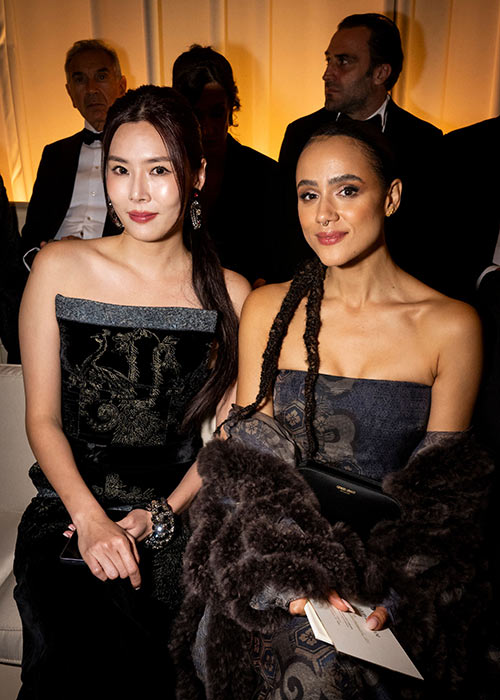 Carrie Wong, Nathalie Emmanuel, Michele Morselli, Milan Fashion Week - Women S/S 2026 Giorgio Armani Fashion Show. Pic: Shutterstock