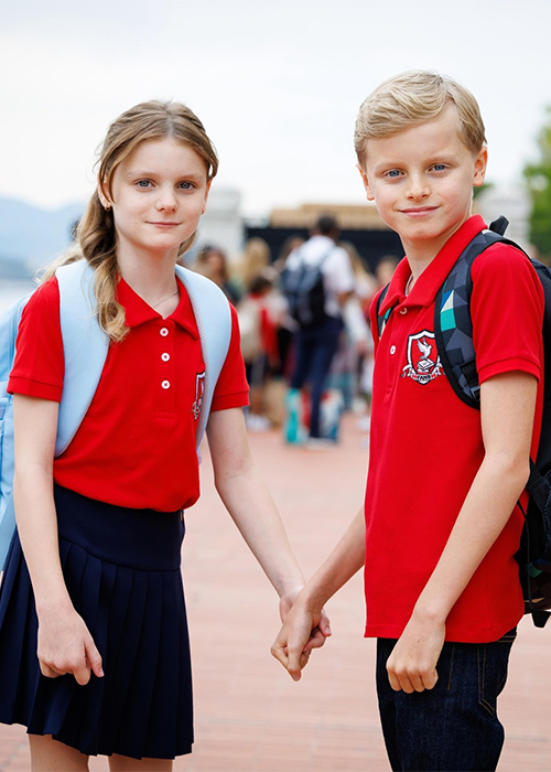 Prince Albert and Princess Charlene of Monaco’s twins are growing up fast! New photos of 10-year-old Prince Jacques and Princess Gabriella as they return to school have been released