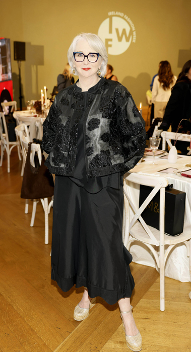 Bairbe Power at the M&S Irish Fashion Week Opening Dinner at the Irish Georgian Society. Pic: Kieran Harnett