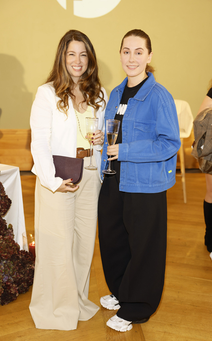 Cara Gibbs and Maria Zhdanova at the M&S Irish Fashion Week Opening Dinner at the Irish Georgian Society. Pic: Kieran Harnett