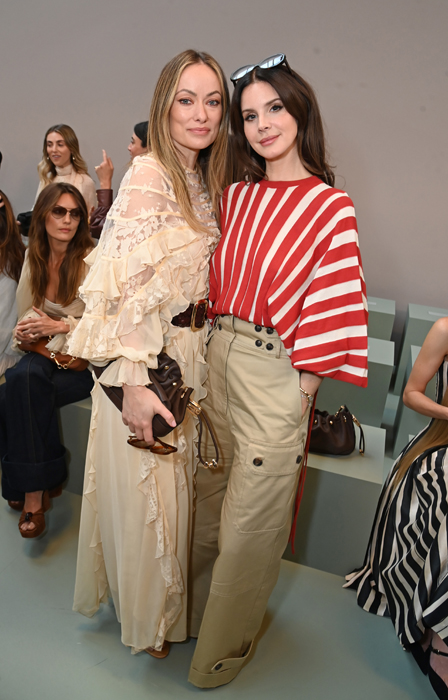 Olivia Wilde (L) and Lana Del Rey attend the Zimmermann show during Paris Fashion Week. Pic: Getty Images