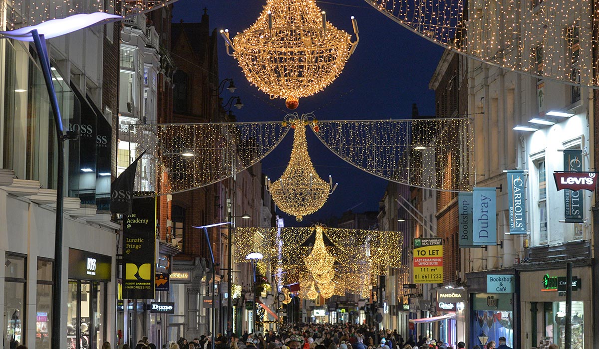 A view of a busy Grafton Street in Dublin Large parts of the hospitality sector across the country have reopened today following the easing of Covid-19 restrictions. Pic: PA Images