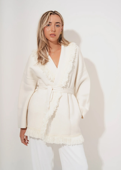 Wool Fringe Cardigan, Cream, €230,00. Pic: Odd Muse