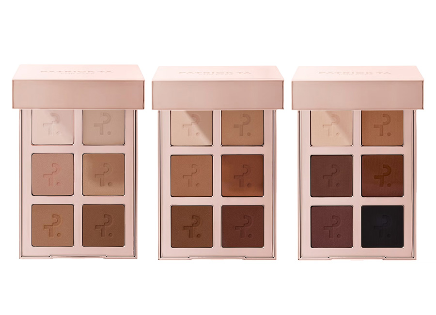 Patrick Ta Major Dimension Essential Artistry Edit Eyeshadow Palette in Light, Medium, and Deep L-R Pic: Supplied