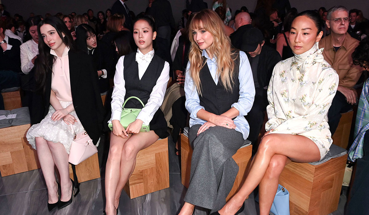 Mikey Madison, Jisoo, Jennifer Lawrence and Greta Lee in the front row Christian Dior show. Pic: Shutterstock